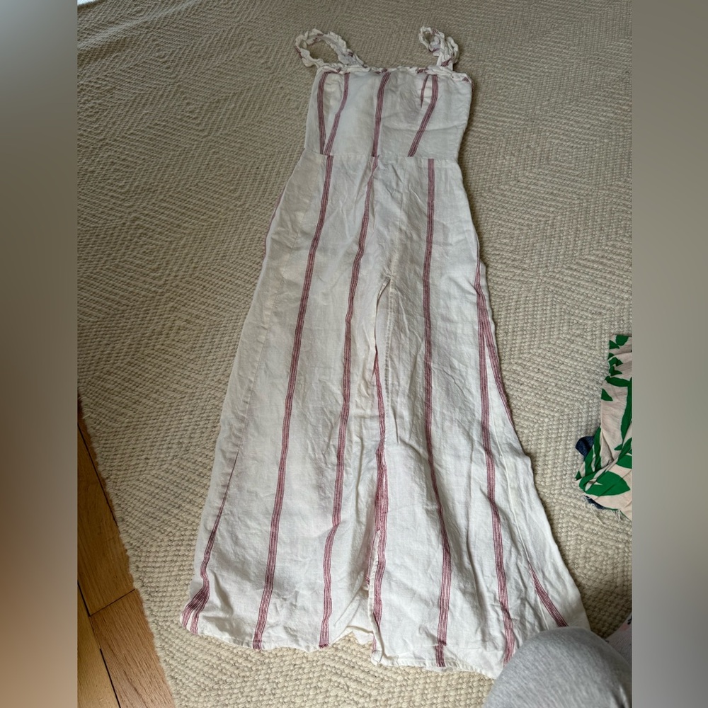 Reformation White and Red Striped linen dress